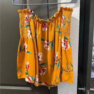 Floral Yellow Smocked Women's Top